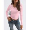 imageTrendy Queen Long Sleeve Shirts for Women 2024 Fall Fashion V Neck Basics Crop Tops Layering Slim Fitted Y2K TopsPink