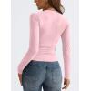 imageTrendy Queen Long Sleeve Shirts for Women 2024 Fall Fashion V Neck Basics Crop Tops Layering Slim Fitted Y2K TopsPink