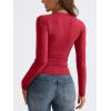 imageTrendy Queen Long Sleeve Shirts for Women 2024 Fall Fashion V Neck Basics Crop Tops Layering Slim Fitted Y2K TopsRed
