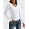 imageTrendy Queen Long Sleeve Shirts for Women 2024 Fall Fashion V Neck Basics Crop Tops Layering Slim Fitted Y2K TopsWhite