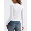 imageTrendy Queen Long Sleeve Shirts for Women 2024 Fall Fashion V Neck Basics Crop Tops Layering Slim Fitted Y2K TopsWhite