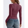 imageTrendy Queen Long Sleeve Shirts for Women 2024 Fall Fashion V Neck Basics Crop Tops Layering Slim Fitted Y2K TopsWine Red