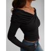 imageTrendy Queen Women Off The Shoulder Tops Going Out Long Sleeve Shirts Sexy Cute Y2K Basic Tee Clothes Fall FashionBlack