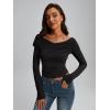 imageTrendy Queen Women Off The Shoulder Tops Going Out Long Sleeve Shirts Sexy Cute Y2K Basic Tee Clothes Fall FashionBlack
