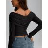 imageTrendy Queen Women Off The Shoulder Tops Going Out Long Sleeve Shirts Sexy Cute Y2K Basic Tee Clothes Fall FashionBlack