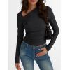 imageTrendy Queen Womens Asymmetrical Long Sleeve Going Out Tops One Shourlder Slim Fit Shirts Y2k Outfits Clothes 2025Black