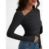 imageTrendy Queen Womens Asymmetrical Long Sleeve Going Out Tops One Shourlder Slim Fit Shirts Y2k Outfits Clothes 2025Black