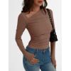 imageTrendy Queen Womens Asymmetrical Long Sleeve Going Out Tops One Shourlder Slim Fit Shirts Y2k Outfits Clothes 2025Coffee