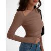 imageTrendy Queen Womens Asymmetrical Long Sleeve Going Out Tops One Shourlder Slim Fit Shirts Y2k Outfits Clothes 2025Coffee