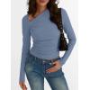 imageTrendy Queen Womens Asymmetrical Long Sleeve Going Out Tops One Shourlder Slim Fit Shirts Y2k Outfits Clothes 2025Grey Blue