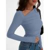 imageTrendy Queen Womens Asymmetrical Long Sleeve Going Out Tops One Shourlder Slim Fit Shirts Y2k Outfits Clothes 2025Grey Blue