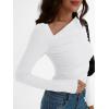 imageTrendy Queen Womens Asymmetrical Long Sleeve Going Out Tops One Shourlder Slim Fit Shirts Y2k Outfits Clothes 2025White