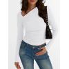 imageTrendy Queen Womens Asymmetrical Long Sleeve Going Out Tops One Shourlder Slim Fit Shirts Y2k Outfits Clothes 2025White