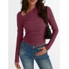 imageTrendy Queen Womens Asymmetrical Long Sleeve Going Out Tops One Shourlder Slim Fit Shirts Y2k Outfits Clothes 2025Wine Red
