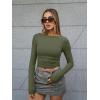 imageTrendy Queen Womens Boat Neck Tops Long Sleeve Shirts Casual Fitted Tee Shirts Solid Color Fall Basic ClothesArmygreen
