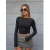 imageTrendy Queen Womens Boat Neck Tops Long Sleeve Shirts Casual Fitted Tee Shirts Solid Color Fall Basic ClothesBlack