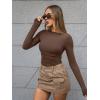 imageTrendy Queen Womens Boat Neck Tops Long Sleeve Shirts Casual Fitted Tee Shirts Solid Color Fall Basic ClothesBrown