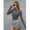 imageTrendy Queen Womens Boat Neck Tops Long Sleeve Shirts Casual Fitted Tee Shirts Solid Color Fall Basic ClothesGray