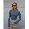 imageTrendy Queen Womens Boat Neck Tops Long Sleeve Shirts Casual Fitted Tee Shirts Solid Color Fall Basic ClothesHazeblue