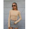 imageTrendy Queen Womens Boat Neck Tops Long Sleeve Shirts Casual Fitted Tee Shirts Solid Color Fall Basic ClothesKhaki