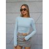 imageTrendy Queen Womens Boat Neck Tops Long Sleeve Shirts Casual Fitted Tee Shirts Solid Color Fall Basic ClothesLightblue