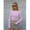 imageTrendy Queen Womens Boat Neck Tops Long Sleeve Shirts Casual Fitted Tee Shirts Solid Color Fall Basic ClothesLightpurple