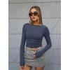 imageTrendy Queen Womens Boat Neck Tops Long Sleeve Shirts Casual Fitted Tee Shirts Solid Color Fall Basic ClothesNavyblue