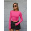 imageTrendy Queen Womens Boat Neck Tops Long Sleeve Shirts Casual Fitted Tee Shirts Solid Color Fall Basic ClothesNeonpink