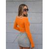 imageTrendy Queen Womens Boat Neck Tops Long Sleeve Shirts Casual Fitted Tee Shirts Solid Color Fall Basic ClothesOrange