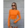 imageTrendy Queen Womens Boat Neck Tops Long Sleeve Shirts Casual Fitted Tee Shirts Solid Color Fall Basic ClothesOrange