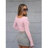 imageTrendy Queen Womens Boat Neck Tops Long Sleeve Shirts Casual Fitted Tee Shirts Solid Color Fall Basic ClothesPink