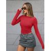 imageTrendy Queen Womens Boat Neck Tops Long Sleeve Shirts Casual Fitted Tee Shirts Solid Color Fall Basic ClothesRed