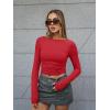 imageTrendy Queen Womens Boat Neck Tops Long Sleeve Shirts Casual Fitted Tee Shirts Solid Color Fall Basic ClothesRed