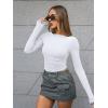 imageTrendy Queen Womens Boat Neck Tops Long Sleeve Shirts Casual Fitted Tee Shirts Solid Color Fall Basic ClothesWhite