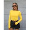 imageTrendy Queen Womens Boat Neck Tops Long Sleeve Shirts Casual Fitted Tee Shirts Solid Color Fall Basic ClothesYellow