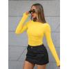 imageTrendy Queen Womens Boat Neck Tops Long Sleeve Shirts Casual Fitted Tee Shirts Solid Color Fall Basic ClothesYellow
