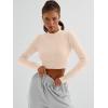 imageTrendy Queen Womens Long Sleeve Crop Tops Basic Ribbed Slim Fitted Shirts Casual Fall Fashion Y2k Teen Girl ClothesBeige