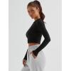 imageTrendy Queen Womens Long Sleeve Crop Tops Basic Ribbed Slim Fitted Shirts Casual Fall Fashion Y2k Teen Girl ClothesBlack