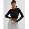 imageTrendy Queen Womens Long Sleeve Crop Tops Basic Ribbed Slim Fitted Shirts Casual Fall Fashion Y2k Teen Girl ClothesBlack