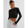 imageTrendy Queen Womens Long Sleeve Crop Tops Basic Ribbed Slim Fitted Shirts Casual Fall Fashion Y2k Teen Girl ClothesBlack