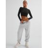 imageTrendy Queen Womens Long Sleeve Crop Tops Basic Ribbed Slim Fitted Shirts Casual Fall Fashion Y2k Teen Girl ClothesBlack