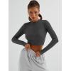 imageTrendy Queen Womens Long Sleeve Crop Tops Basic Ribbed Slim Fitted Shirts Casual Fall Fashion Y2k Teen Girl ClothesBlack Grey