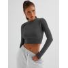 imageTrendy Queen Womens Long Sleeve Crop Tops Basic Ribbed Slim Fitted Shirts Casual Fall Fashion Y2k Teen Girl ClothesBlack Grey