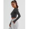 imageTrendy Queen Womens Long Sleeve Crop Tops Basic Ribbed Slim Fitted Shirts Casual Fall Fashion Y2k Teen Girl ClothesBlack Grey
