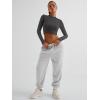 imageTrendy Queen Womens Long Sleeve Crop Tops Basic Ribbed Slim Fitted Shirts Casual Fall Fashion Y2k Teen Girl ClothesBlack Grey
