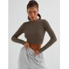 imageTrendy Queen Womens Long Sleeve Crop Tops Basic Ribbed Slim Fitted Shirts Casual Fall Fashion Y2k Teen Girl ClothesCoffee