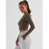 imageTrendy Queen Womens Long Sleeve Crop Tops Basic Ribbed Slim Fitted Shirts Casual Fall Fashion Y2k Teen Girl ClothesCoffee