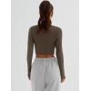 imageTrendy Queen Womens Long Sleeve Crop Tops Basic Ribbed Slim Fitted Shirts Casual Fall Fashion Y2k Teen Girl ClothesCoffee