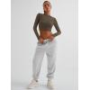 imageTrendy Queen Womens Long Sleeve Crop Tops Basic Ribbed Slim Fitted Shirts Casual Fall Fashion Y2k Teen Girl ClothesCoffee