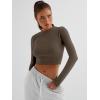 imageTrendy Queen Womens Long Sleeve Crop Tops Basic Ribbed Slim Fitted Shirts Casual Fall Fashion Y2k Teen Girl ClothesCoffee